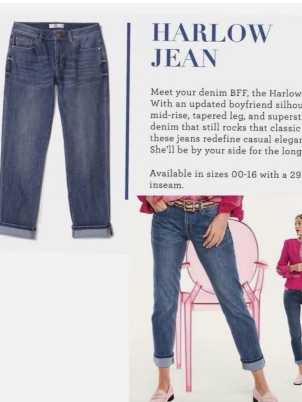 Harlow Boyfriend Jeans in Classic Blue Wash